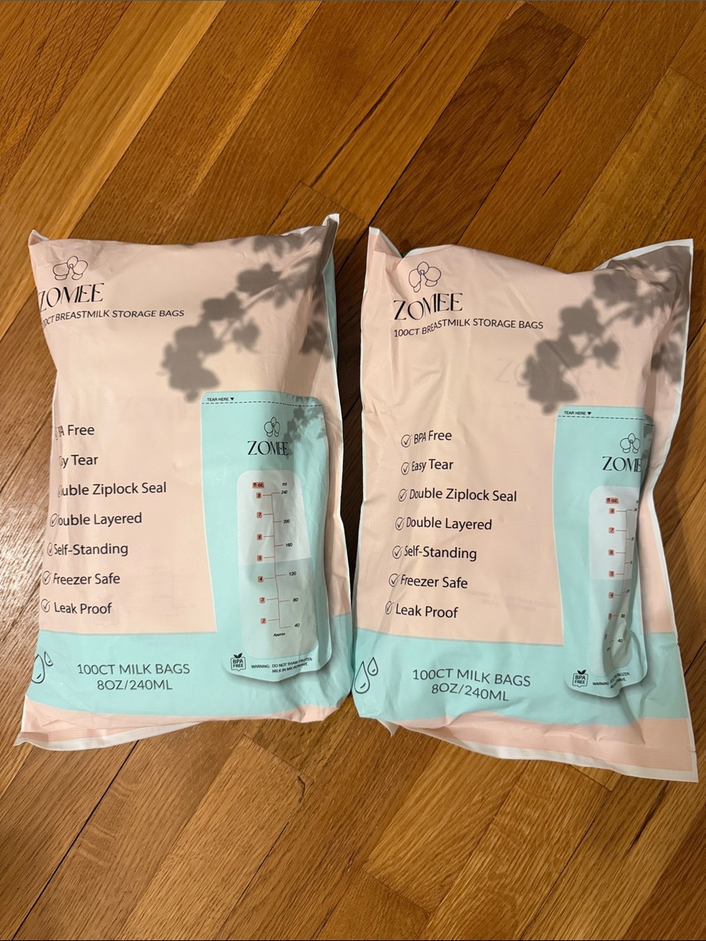Zomee Breastmilk Storage Bags - Pink & Mint (2 Packs)